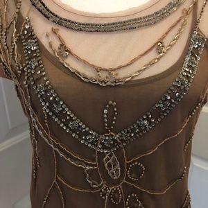 Chan Luu Jeweled/Sequin Embellished Cap Sleeve Top